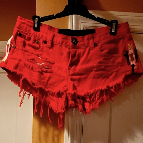 PRE-Owned Distressed Premium Designer Denim Shorts - Picture 1 of 4